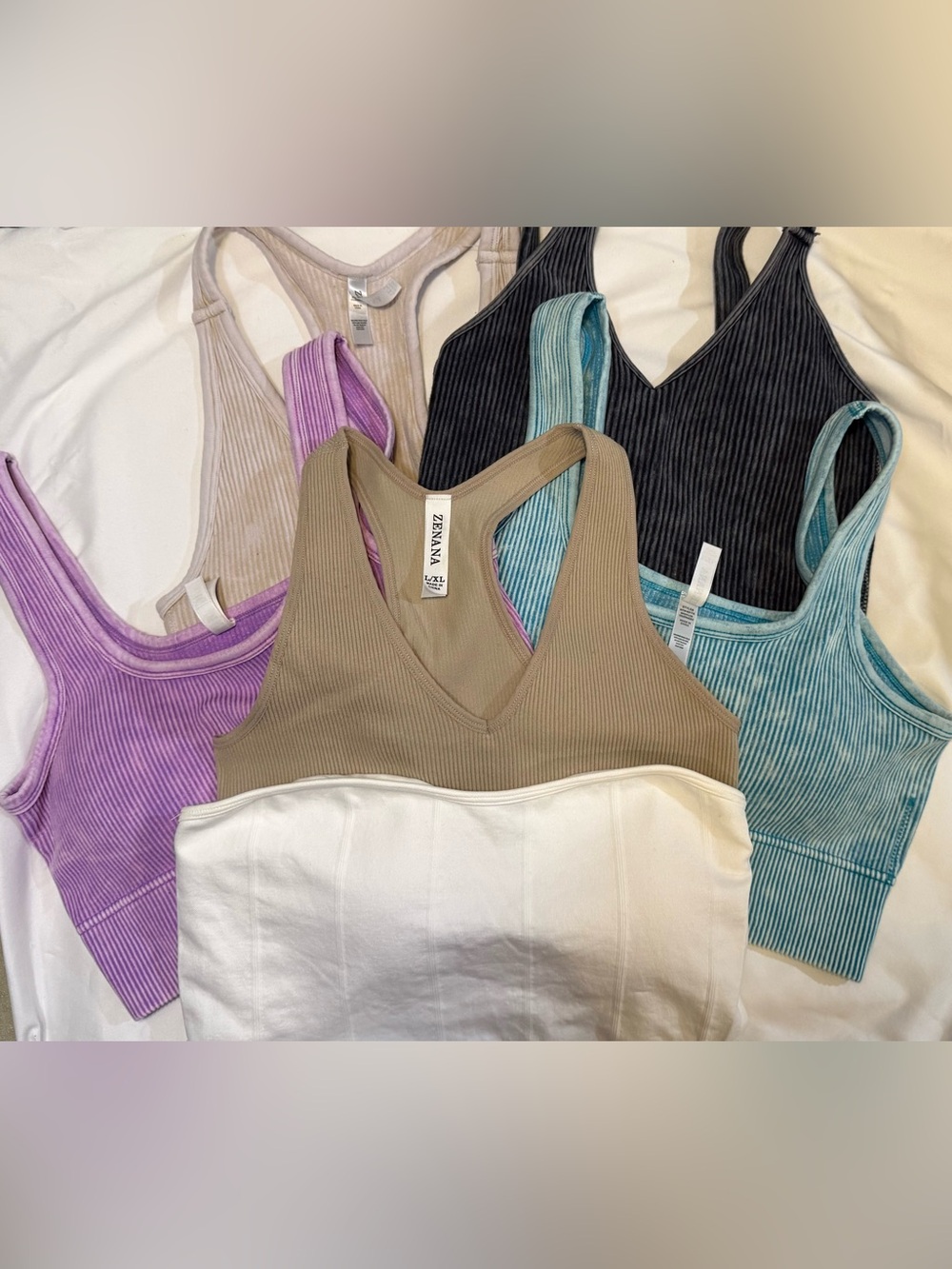 Zenana set of 6 bralettes. 4 padded, 0ne unpadded and one bandeau.